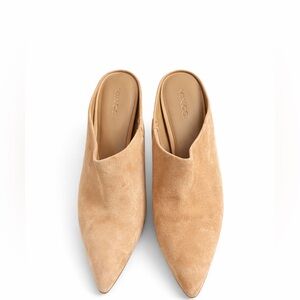 Vince Suede Wedge Mule Heels Tan Brown Size 8 Leather Italy